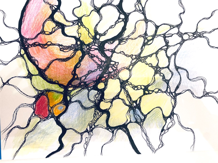 Farbige Neurographik-Zeichnung von Silvia Grasser