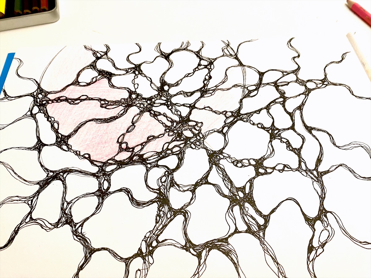 Neurographik von Silvia Grasser, Schritt 4: Erste Farbe